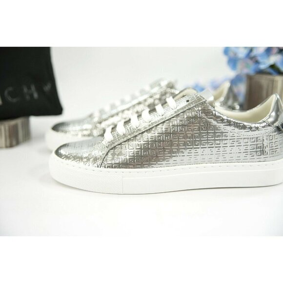 Givenchy Urban Street Silver Metallic Leather Sneakers 37 NIB - Picture 3 of 10
